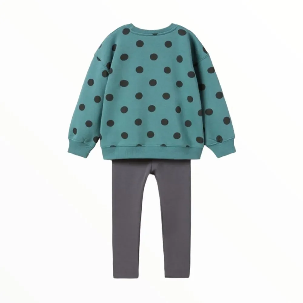 ZARA Kids | Green | SWEATSHIRT AND LEGGINGS POLKA DOT SET